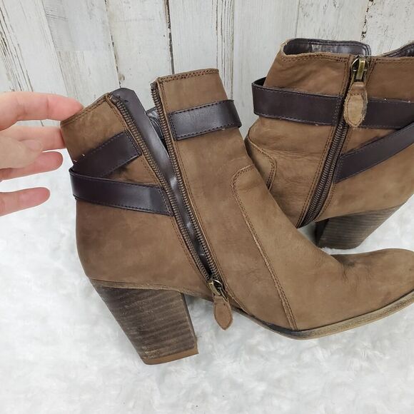 Franco Sarto Danela Leather Booties Brown Size 8.5 - Picture 4 of 9